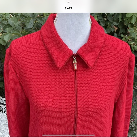 St John Collection Sz 16 candy apple 🍎 red dress suit couture Jacket - Picture 3 of 8
